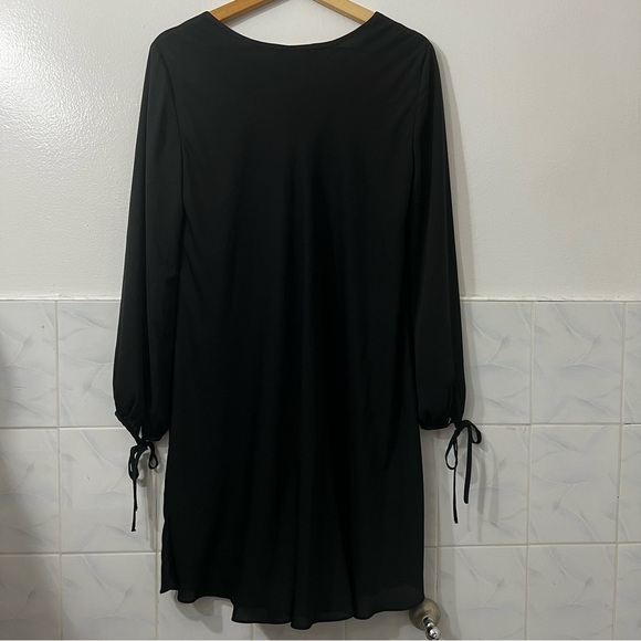 Vintage Amanda Uprichard M Long Sleeve V Neck Black Chic Minimalist Mini Dress - Picture 4 of 7